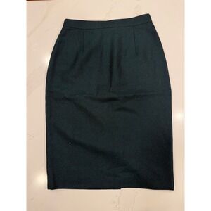 St Sophia Paris Wool Pencil Skirt Green Made in France Lion Button Sz 42 Sz 10